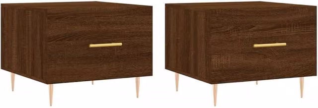 Berkfield Home Set of 2 Brown Oak Square Coffee Tables, W/D/H: 50 x 50 x 40 cm – 1