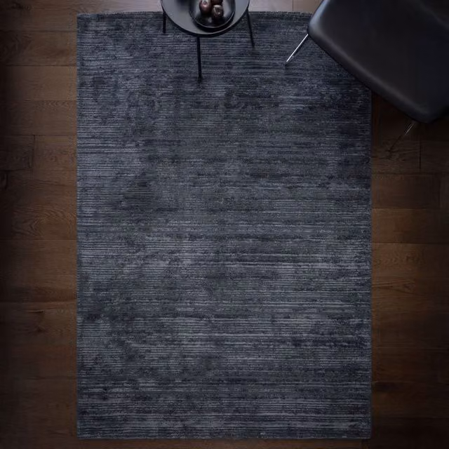 The Rug Shop UK Blue and Grey Handmade Wool and Viscose Modern Striped Rectangular Area Rug W: 200 cm, L: 290 cm – 1