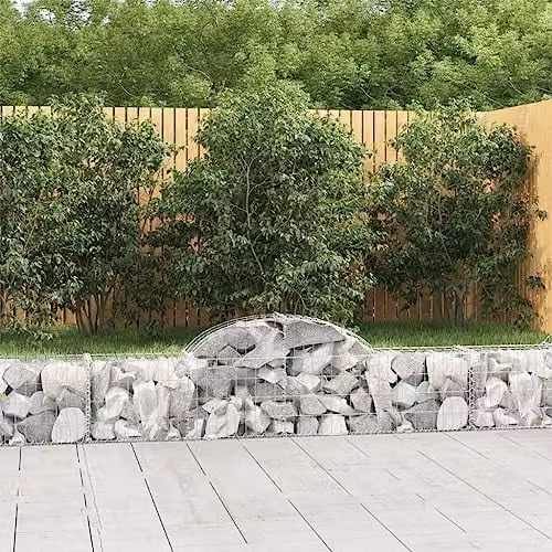 vidaXL 15-Piece Arched Gabion Baskets in Silver Galvanised Steel, W: 200 cm, D: 30 cm, H: 40/60 cm – 2