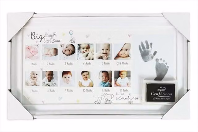 KDMD Hugs & Kisses My First Year Photo Frame in White