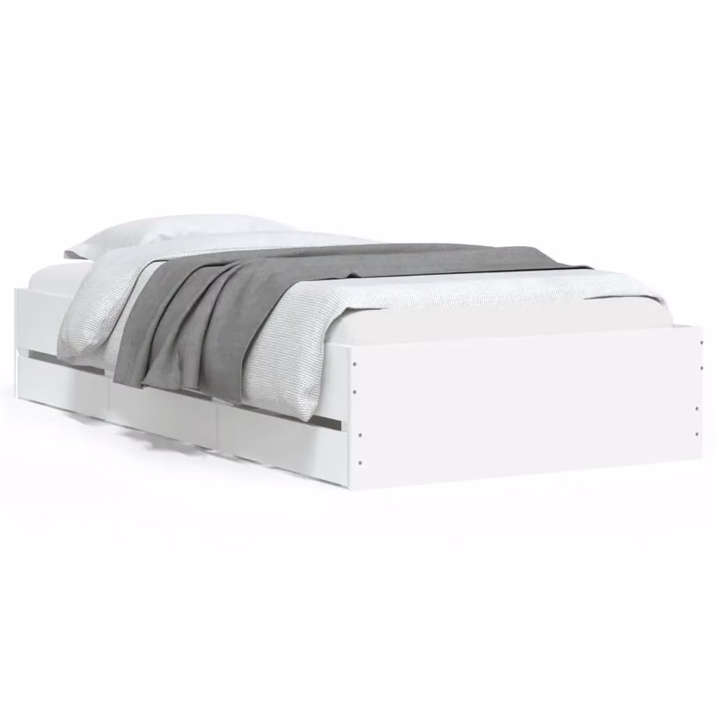 Berkfield Home Modern Bed Frame with Drawers, White, W/D/H: 100 x 200 cm – 2