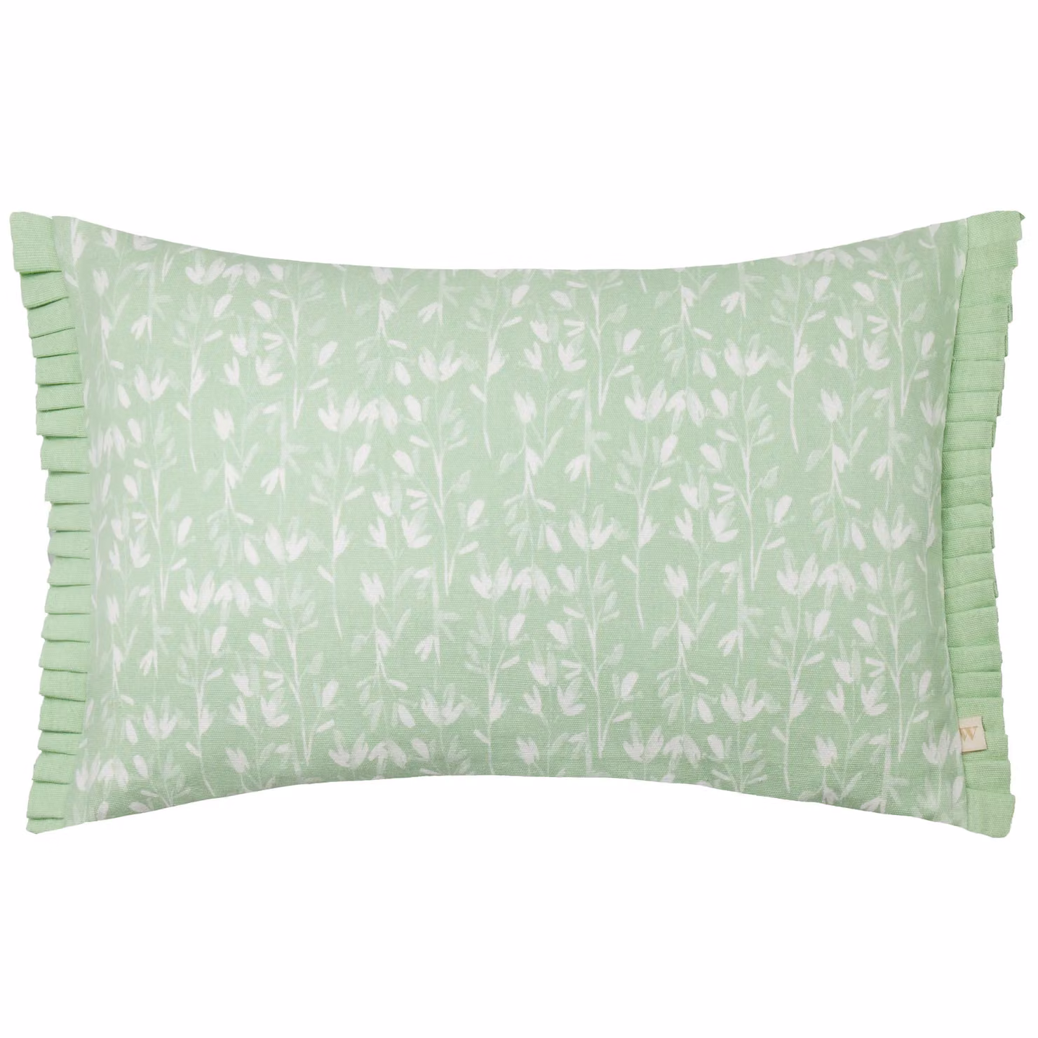 Wylder Belle Botanical Pleat Fringe Cotton Cushion in Green, W: 50 cm, H: 30 cm, D: 30 cm – 2