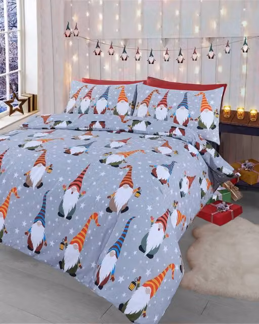 Velosso Singing Gonks Cotton Rich Printed Duvet Cover and Pillowcase Set, Red and Multicolour, W/D/H: 180 x 200 cm