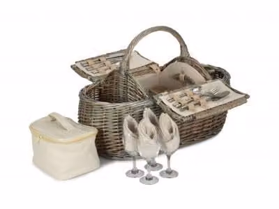 Red Hamper FH030 4 Person Boat Fitted Picnic Basket, Brown, W: 59 cm, D: 27 cm, H: 29 cm – 2