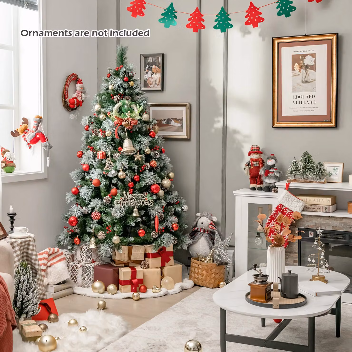 Costway 6ft Pre-Lit Artificial Christmas Tree with 350 LED Lights in Green – 4