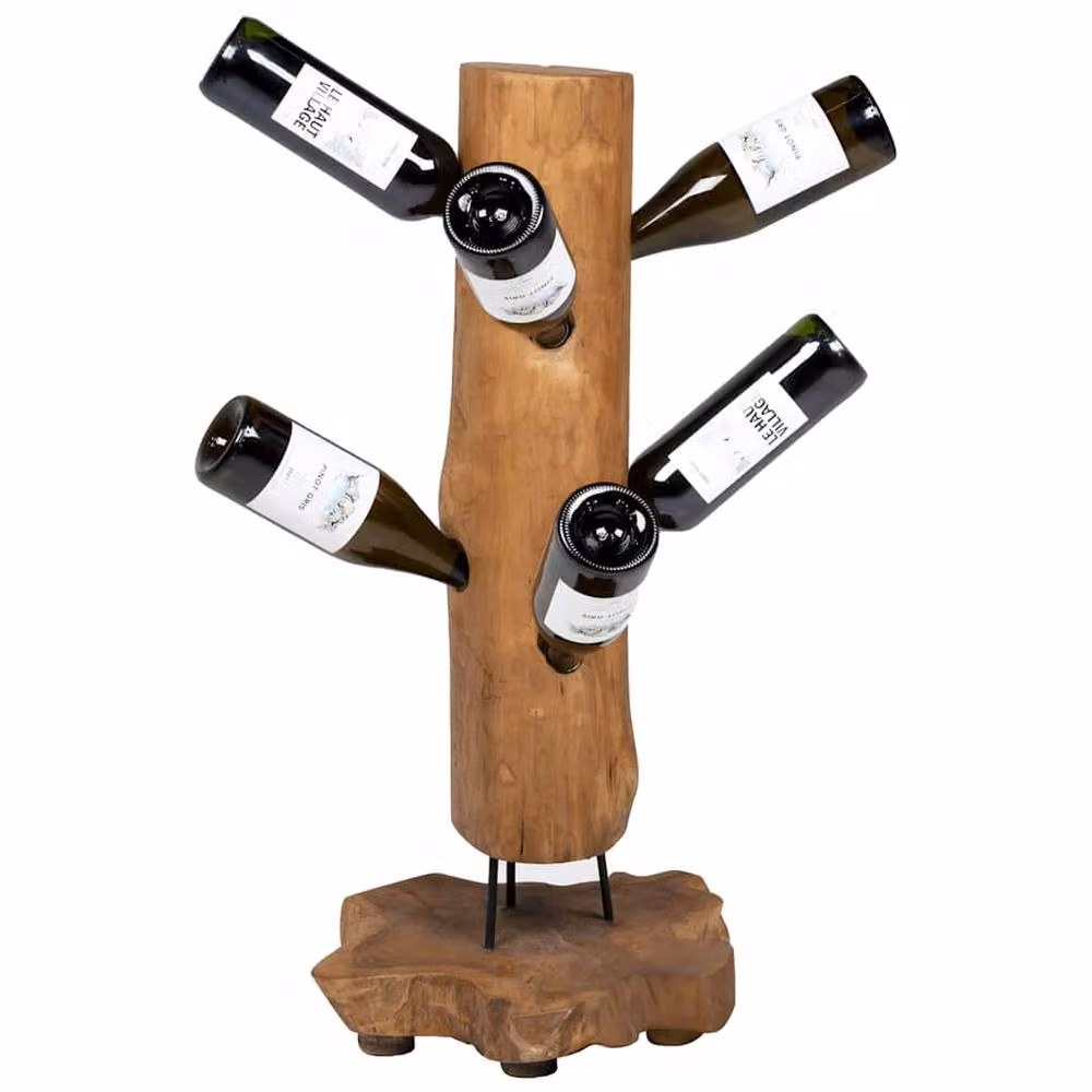 Berkfield Home Vintage Teak Wood Wine Rack in Brown, W/D/H: 40 x 30 x 80 cm – 2