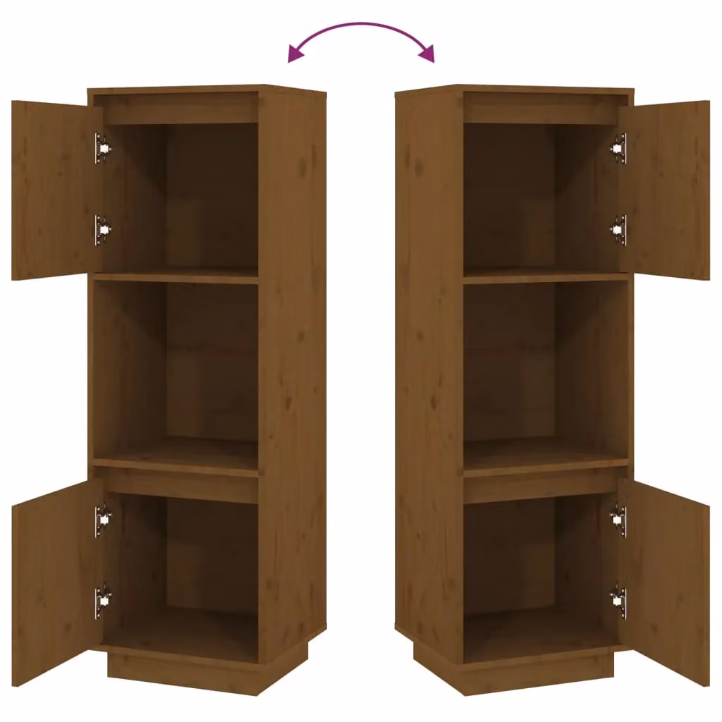 Berkfield Home Honey Brown Solid Wood Pine Highboard, W/D/H: 38 x 35 x 117 cm – 3