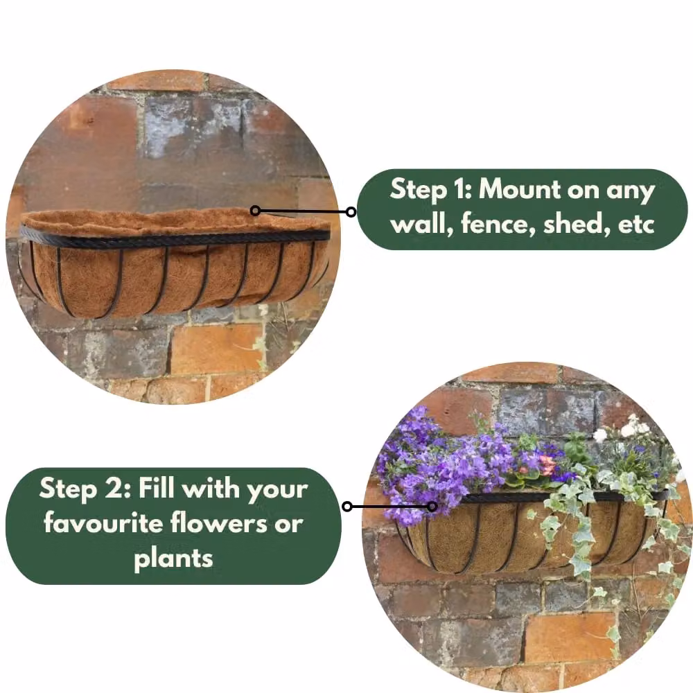 Marco Paul Black Garden Wall Planter Trough, Width: 91.44 cm – 4