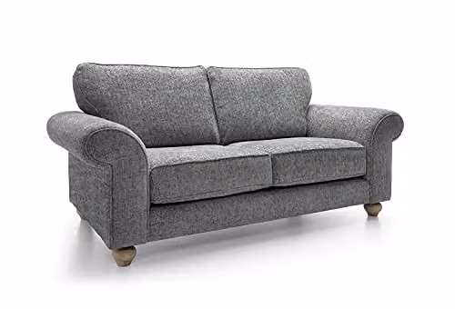 Abakus Direct Ingrid 2 Seater Sofa in Steel Grey with Braided Chenille Fabric, W/D/H: 194 x 95 x 90 cm – 3