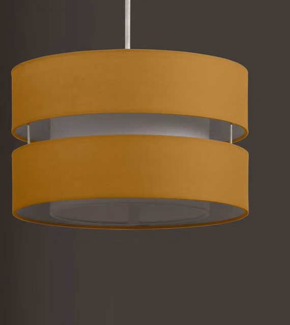 K LIVING Layer Fabric Ceiling Pendant Light Shade in Yellow Ochre