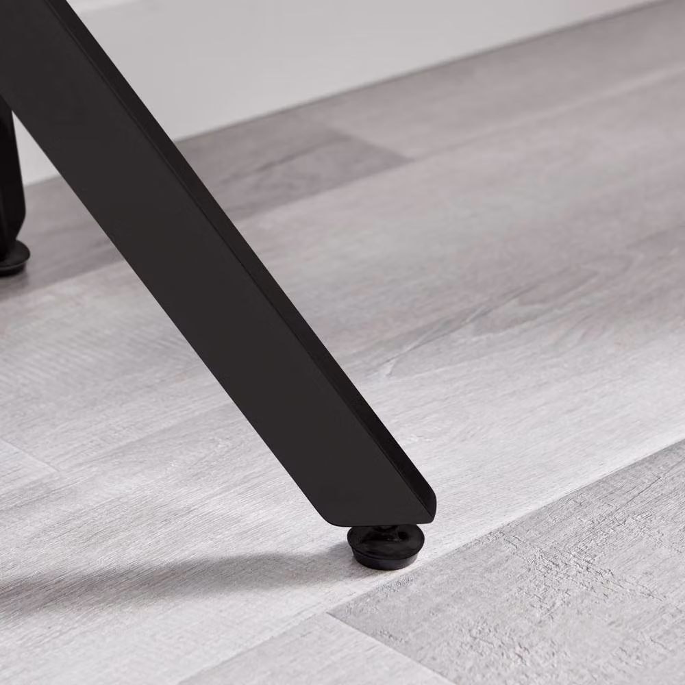 FurnitureboxUK Leonardo Rectangular Marble Effect Glass Top Console Table with Black Metal Starburst Legs in Grey – 4