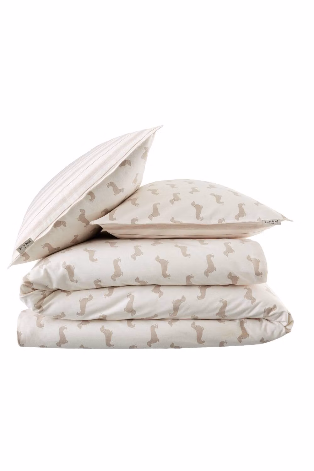 Emily Bond Brushed Peggy Dachshund Reversible Cotton Duvet Cover Set in Beige, W/D/H: 180 x 200 cm – 3