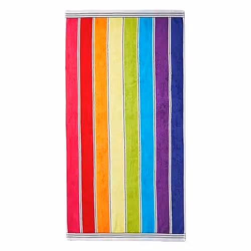 Allure Bath Fashions Rainbow Striped Cotton Beach Towel, Multicolour, W/H: 70 x 140 cm