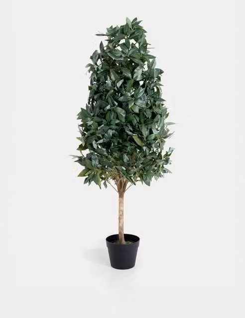 Blooming Artificial 4ft Bay Cone Tree in Pot, Green