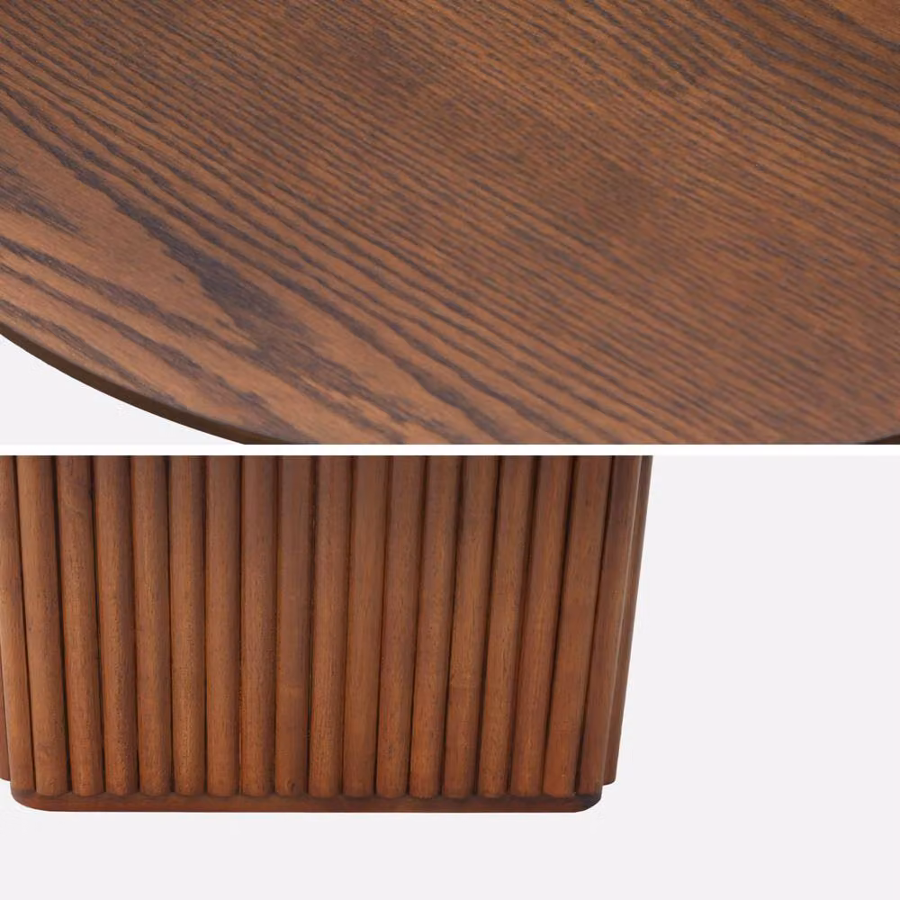 sweeek Oval Coffee Table in Dark Brown Oak Veneer and Rubberwood, W/D/H: 65 x 35 x 12 cm – 5