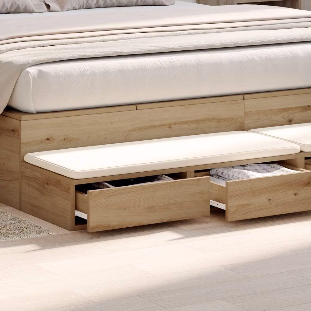 Berkfield Home Bed Drawers in Artisan Oak, Brown, W/D/H: 180 x 36.5 x 16.5 cm – 2