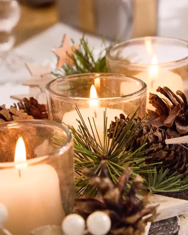 Dibor Nordic Scandinavian Christmas Tabletop Decoration, Multicolour Floral Tealight Candle Holders, Height: 30 cm – 3