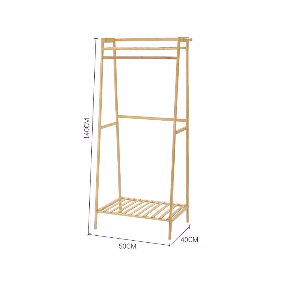 KORVIXA Bamboo Wood Clothes Rail Rack in Brown, Width: 50 cm – 2