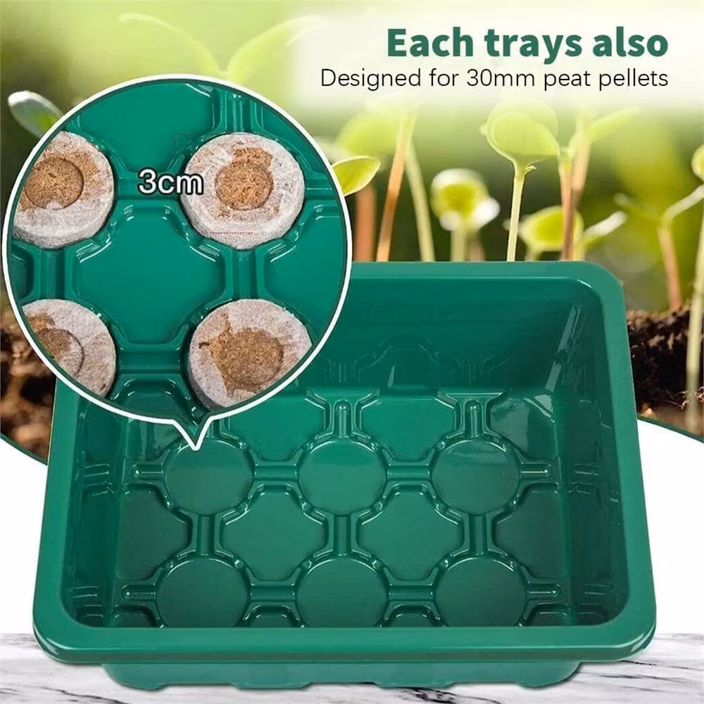Nordara 5 Pack Green Plastic Seed Starter Trays with 60 Holes for Plant Germination – 4