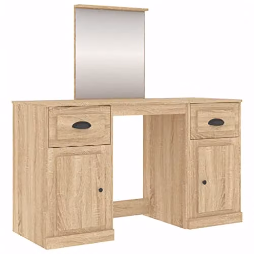 vidaXL Dressing Table with Mirror in Brown, W/D/H: 130 x 50 x 132.5 cm – 1