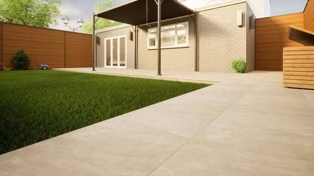 PBSL Group Kandla Grey Porcelain Paving Tiles, W: 90 cm, D: 60 cm, H: 2 cm