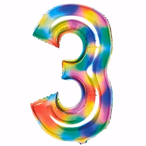 Amscan Large Number 3 Hanging Rainbow Decoration in Multicolour