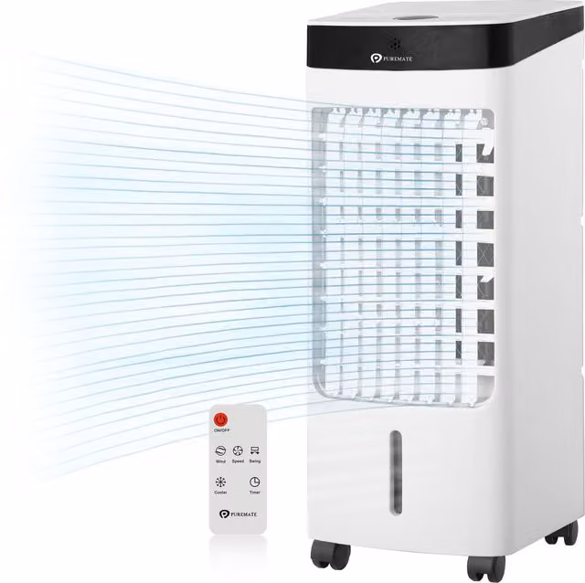 PureMate 4L Portable Air Cooler with 4 Operational Modes and 3 Speeds, White