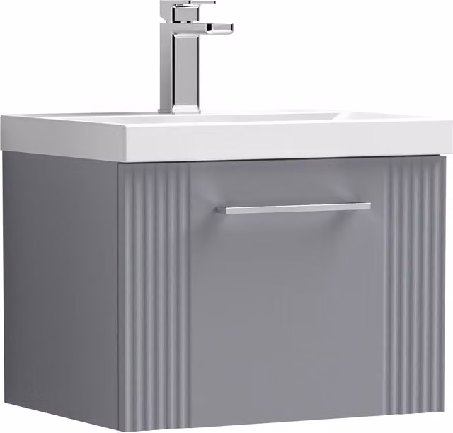 Balterley Wall Hung 1 Drawer Vanity Unit with Mid-Edge Basin, Satin Grey