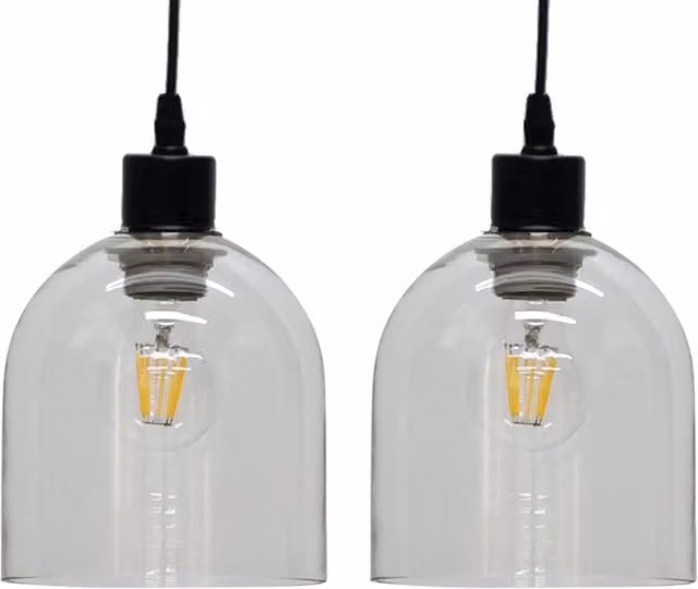 First Choice Lighting Belten Set of 2 Transparent Glass Cloche Easy Fit Pendant Shades