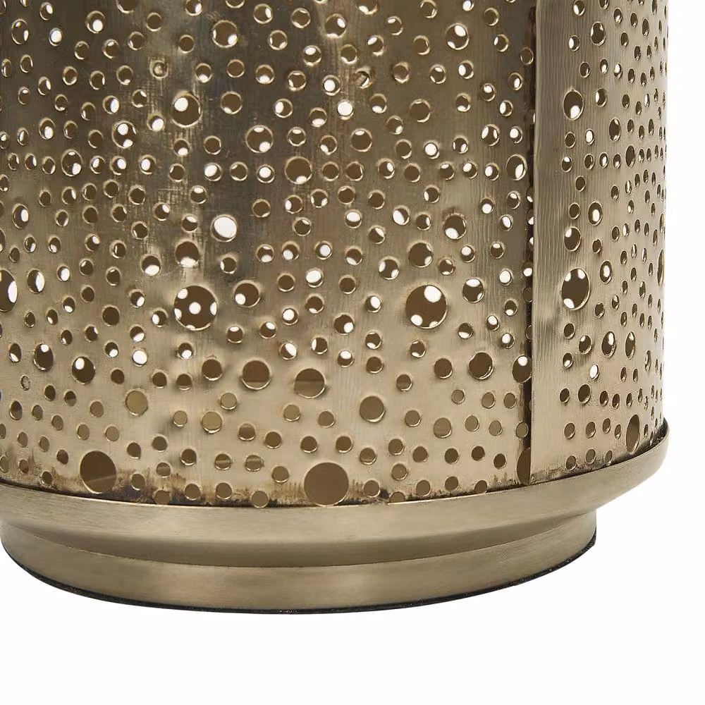 Wyld and Coco Gold Metal Vintage Pillar Candle Holder Lantern, Height: 25 cm – 5