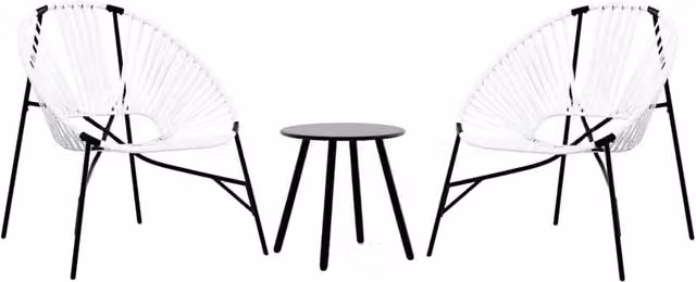 Berkfield Home 3 Piece Poly Rattan Garden Chair Set with Metal Frame in Black and White