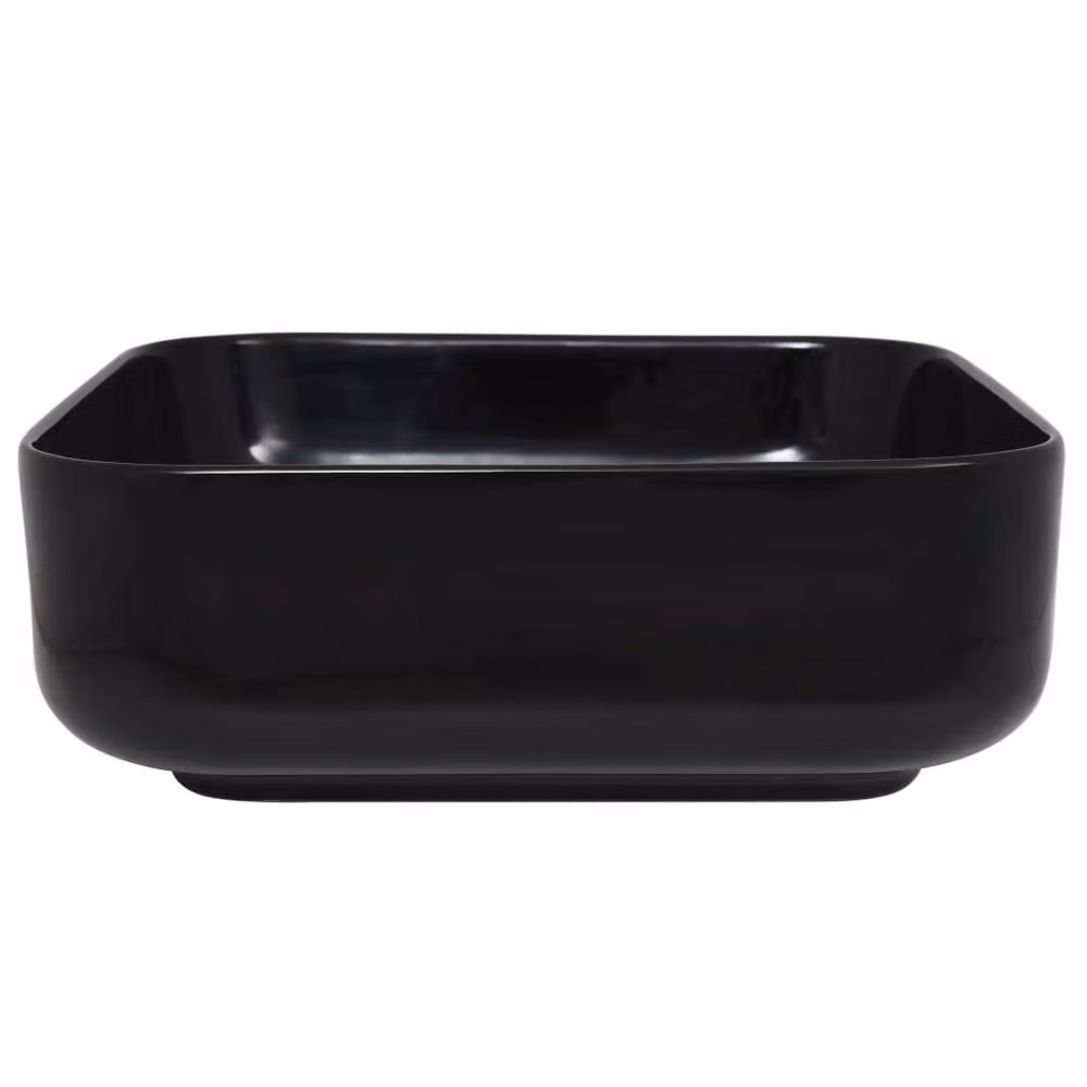 Berkfield Home Square Ceramic Basin in Black, W/D/H: 38 x 38 x 13.5 cm – 3