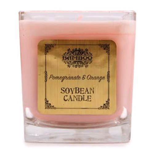 Ancient Wisdom Pomegranate and Orange Soyabean Jar Candle in Pink