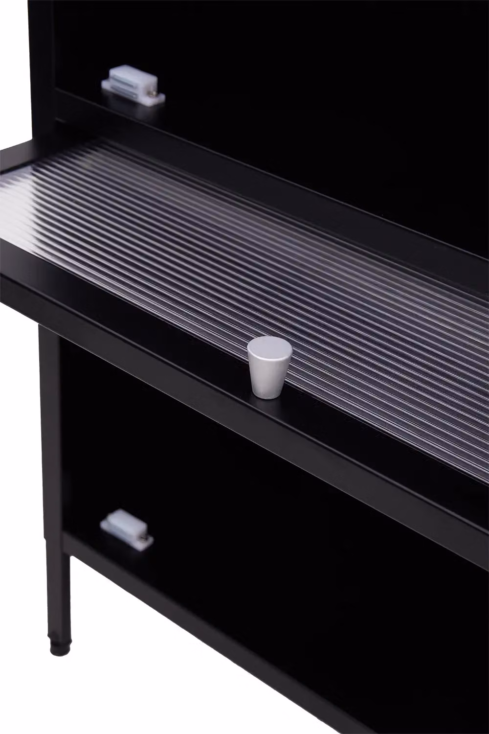 Living and Home Black Matt Metal File Cabinet with Transparent Glass Doors – 4