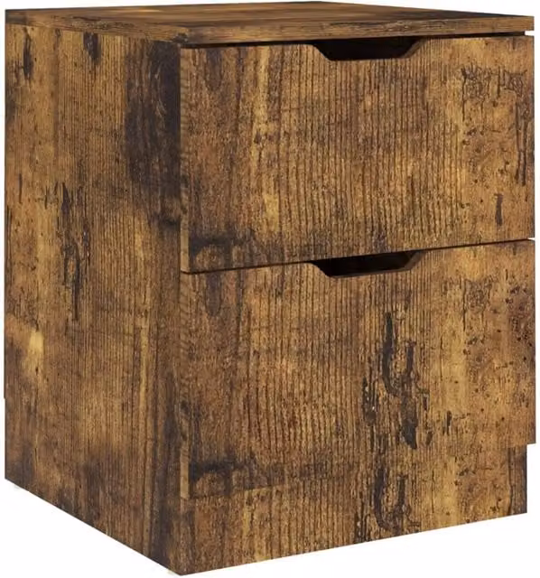 Berkfield Home Elegant Bedside Cabinets, 2 Piece Set in Smoked Oak Brown, W/D/H: 40 x 40 x 50 cm