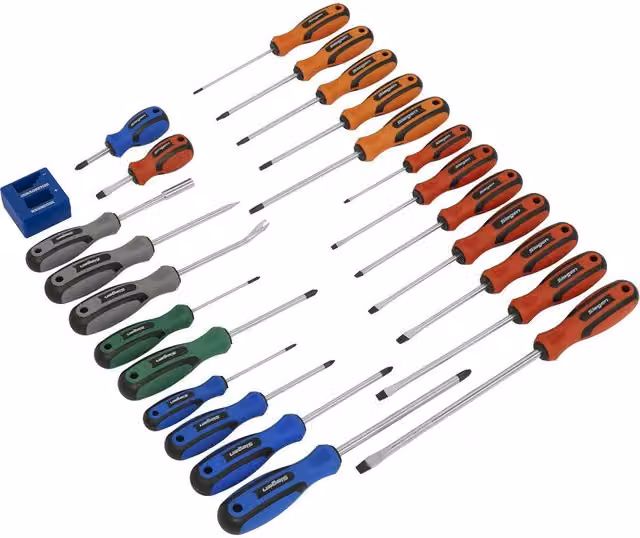 Loops 24 Pack Premium Soft Grip Magnetic Screwdriver Set in Multicolour