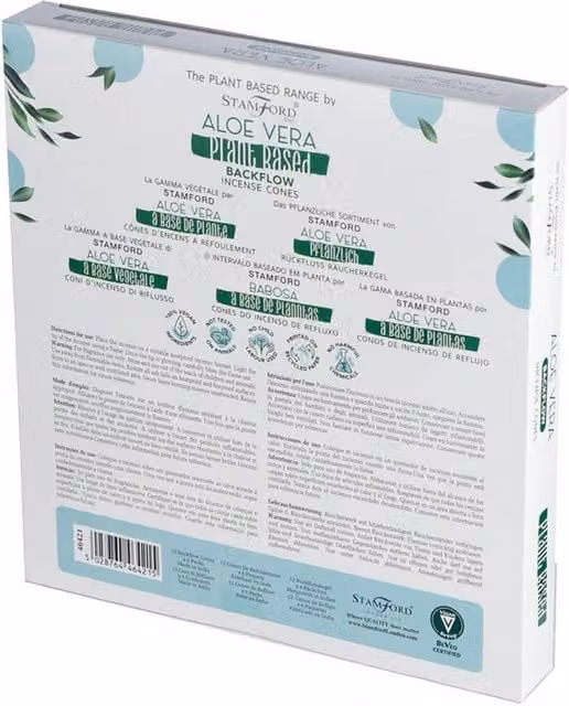 Stamford Plant Based Backflow Incense Cones Aloe Vera, White, 20 g