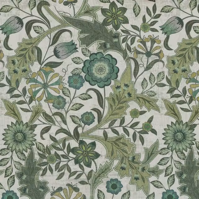 Linda Barker Home Agra Printed Emerald Green Cotton Fabric