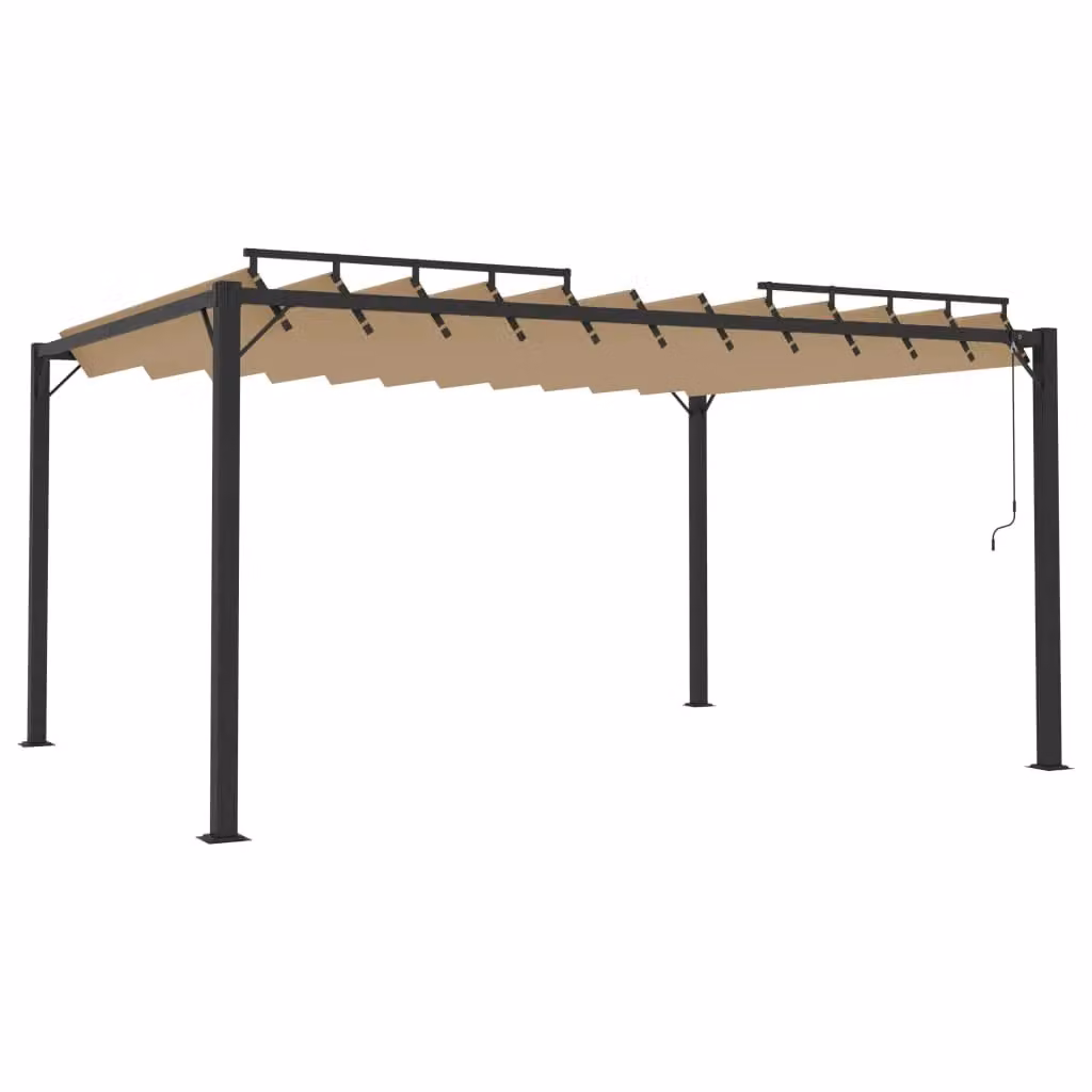 Berkfield Home Gazebo with Louvered Roof in Beige Aluminium, W: 400 cm, D: 300 cm – 2