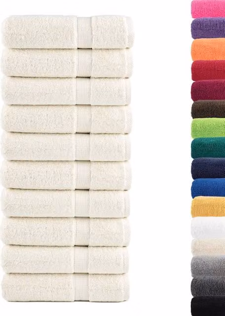 Berkfield Home SOLUND Premium Cotton Terry Bath Towels, 10 Piece Set, Beige, W: 150 cm, H: 100 cm, 600 gsm