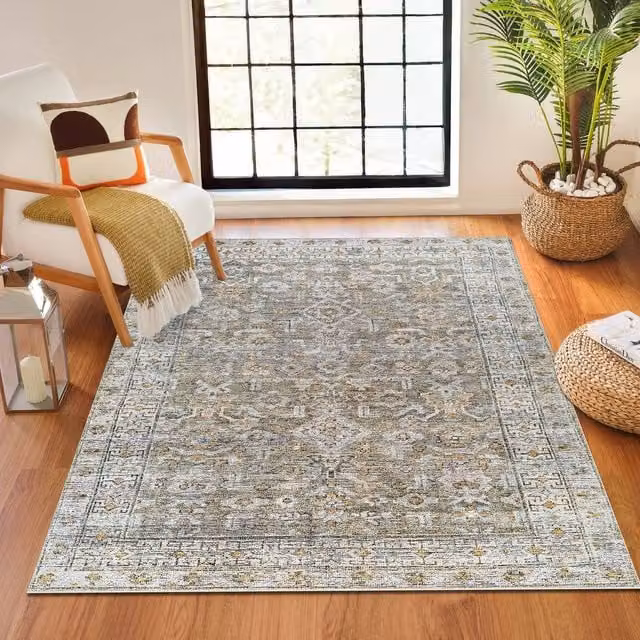 Livabliss Becki Owens Darling Washable Vintage Boho Living and Dining Room Rug in Khaki, W: 200 cm, L: 275 cm
