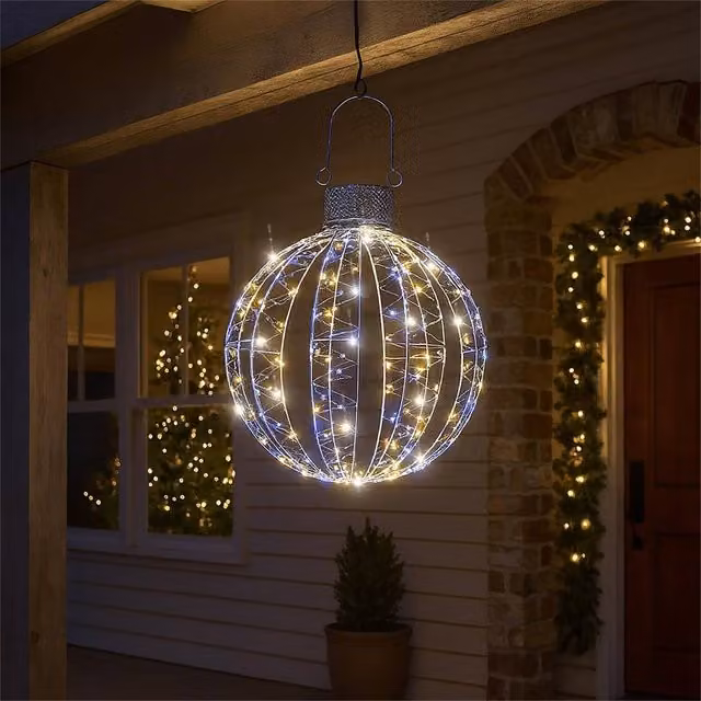 mysmartbuy Silver LED Hanging Ball with 160 Micro LEDs and Flash Effect on a 5m White Cable – 1