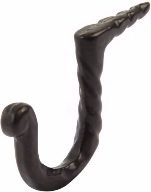 Hammer and Tongs Matt Black Powder-Coated Iron Twisted Nail Hook, Pack of 5, W: 0.5 cm, H: 4 cm – 1