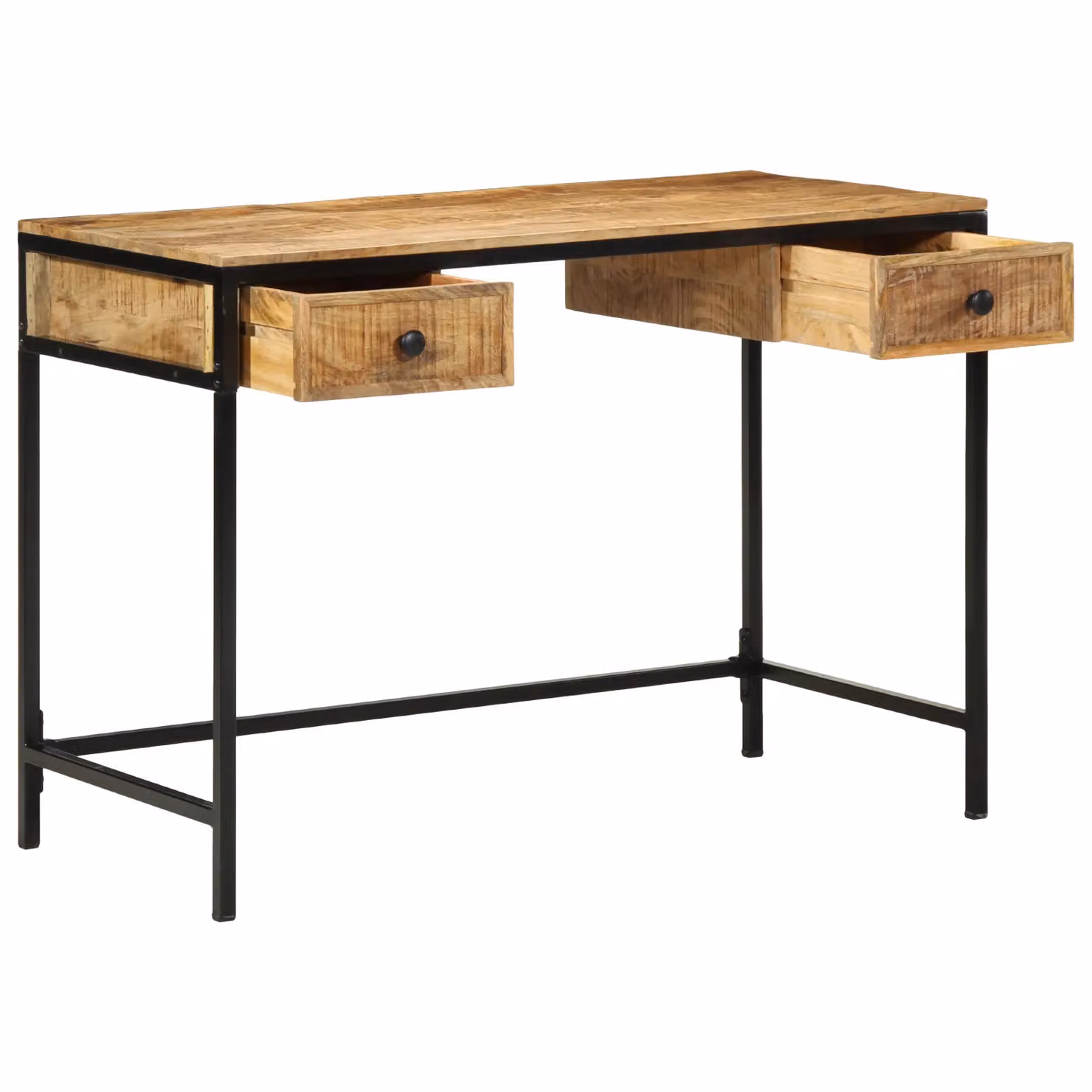 Berkfield Industrial Writing Desk in Brown Mango Wood and Metal, W/D/H: 105 x 50 x 75 cm – 2