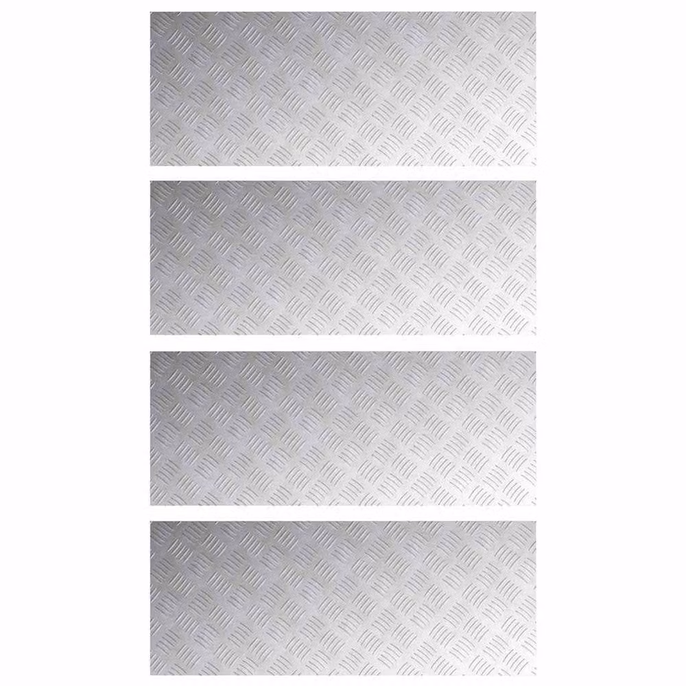 Berkfield Home Anti-Slip Aluminum Checker Plates, Grey, 4 Pieces, W: 100 cm, D: 40 cm – 1