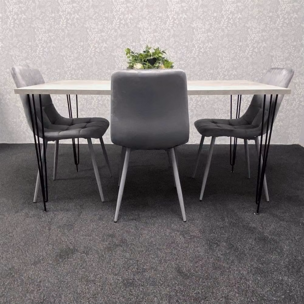 Kosy Koala Modern Grey Dining Table Set with 4 Grey Velvet Chairs – 3