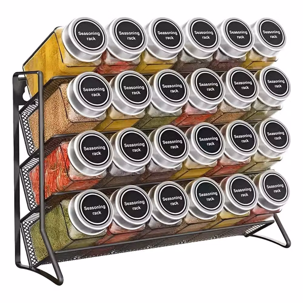 SPETLEK Black Metal Spice Storage Jar Rack for Kitchen Cupboard Doors – 2