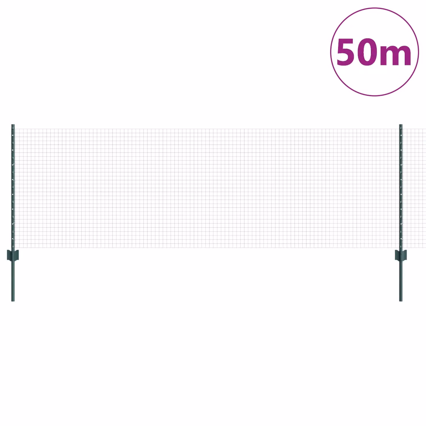 Berkfield Home Green Steel Welded Wire Fence with 22 U-Profile Posts, 0.8 x 50 m – 2
