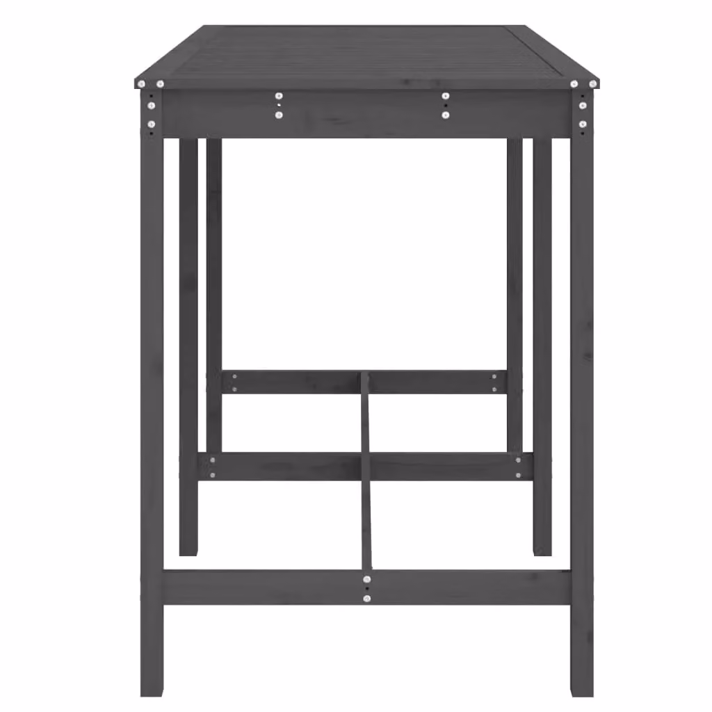 Berkfield Home Rustic Solid Wood Pine Garden Table in Grey, W: 159.5 cm, D: 82.5 cm, H: 110 cm – 3