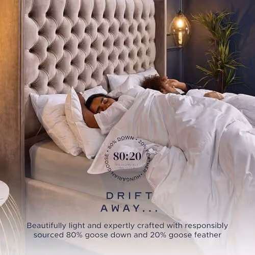 Snuggledown Retreat Hungarian Goose Down Winter Duvet and Pillow Set, White, W/D/H: 200 x 200 cm – 1